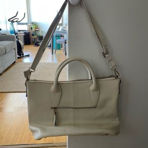 White leather hand bags